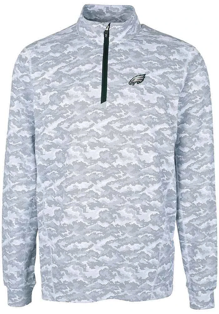 Cutter and Buck Philadelphia Eagles Mens Charcoal Traverse Camo Long Sleeve Qtr Zip Pullover