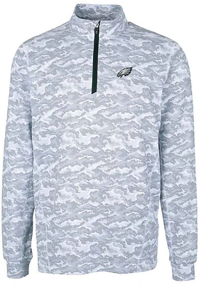 Cutter and Buck Philadelphia Eagles Mens Charcoal Traverse Camo Long Sleeve Qtr Zip Pullover