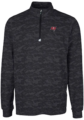 Cutter and Buck Tampa Bay Buccaneers Mens Black Traverse Camo Long Sleeve Qtr Zip Pullover