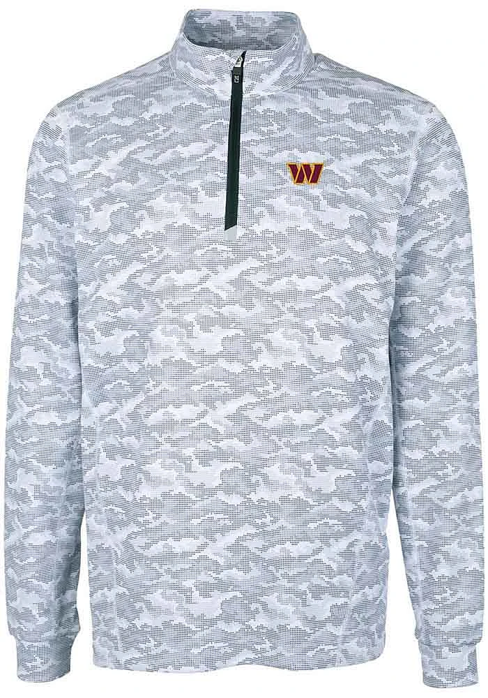 Cutter and Buck Washington Commanders Mens Charcoal Traverse Camo Long Sleeve Qtr Zip Pullover