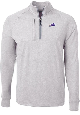 Cutter and Buck Buffalo Bills Mens Grey Adapt Eco Long Sleeve Qtr Zip Pullover