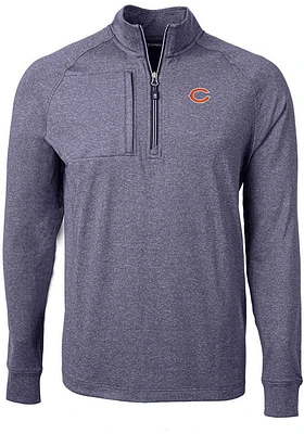 Cutter and Buck Chicago Bears Mens Navy Blue Adapt Eco Long Sleeve Qtr Zip Pullover