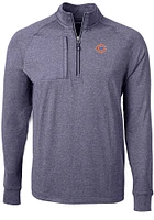 Cutter and Buck Chicago Bears Mens Navy Blue Adapt Eco Long Sleeve Qtr Zip Pullover