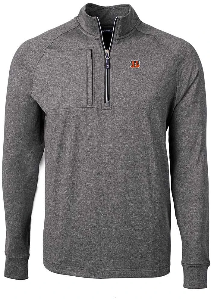 Cutter and Buck Cincinnati Bengals Mens Adapt Eco Long Sleeve 1/4 Zip Pullover