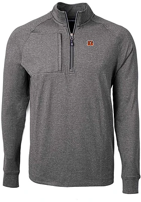 Cutter and Buck Cincinnati Bengals Mens Adapt Eco Long Sleeve Qtr Zip Pullover