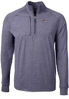 Cutter and Buck Denver Broncos Mens Navy Blue Adapt Eco Long Sleeve Qtr Zip Pullover