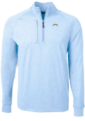 Cutter and Buck Los Angeles Chargers Mens Light Blue Adapt Eco Long Sleeve Qtr Zip Pullover