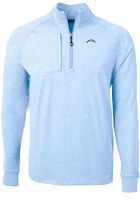 Cutter and Buck Los Angeles Chargers Mens Light Blue Adapt Eco Long Sleeve Qtr Zip Pullover