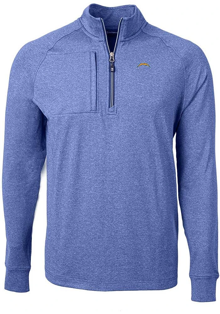 Cutter and Buck Los Angeles Chargers Mens Blue Adapt Eco Long Sleeve Qtr Zip Pullover