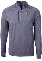 Cutter and Buck Los Angeles Rams Mens Navy Blue Adapt Eco Long Sleeve Qtr Zip Pullover