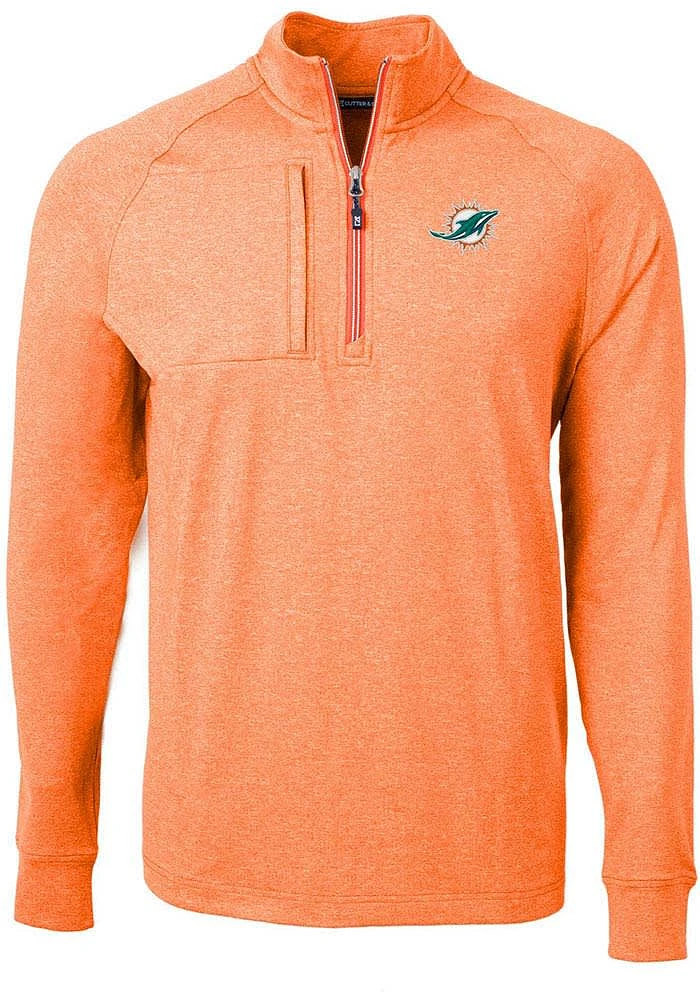 Cutter and Buck Miami Dolphins Mens Adapt Eco Long Sleeve Qtr Zip Pullover