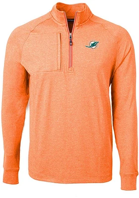 Cutter and Buck Miami Dolphins Mens Adapt Eco Long Sleeve Qtr Zip Pullover