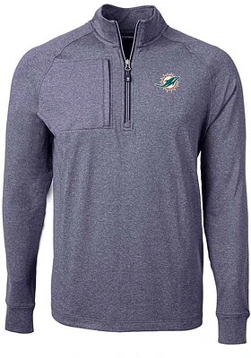 Cutter and Buck Miami Dolphins Mens Navy Blue Adapt Eco Long Sleeve Qtr Zip Pullover
