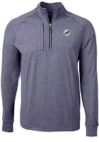 Cutter and Buck Miami Dolphins Mens Navy Blue Adapt Eco Long Sleeve Qtr Zip Pullover