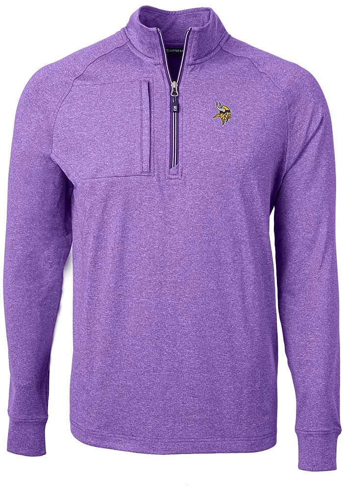 Cutter and Buck Minnesota Vikings Mens Purple Adapt Eco Long Sleeve Qtr Zip Pullover