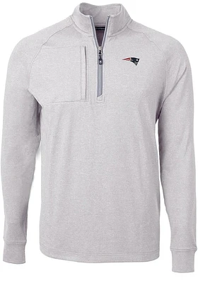 Cutter and Buck New England Patriots Mens Grey Adapt Eco Long Sleeve Qtr Zip Pullover