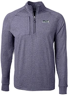 Cutter and Buck Seattle Seahawks Mens Navy Blue Adapt Eco Long Sleeve Qtr Zip Pullover