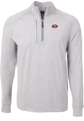 Cutter and Buck San Francisco 49ers Mens Grey Adapt Eco Long Sleeve Qtr Zip Pullover