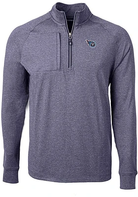 Cutter and Buck Tennessee Titans Mens Navy Blue Adapt Eco Long Sleeve Qtr Zip Pullover