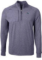 Cutter and Buck Tennessee Titans Mens Navy Blue Adapt Eco Long Sleeve Qtr Zip Pullover