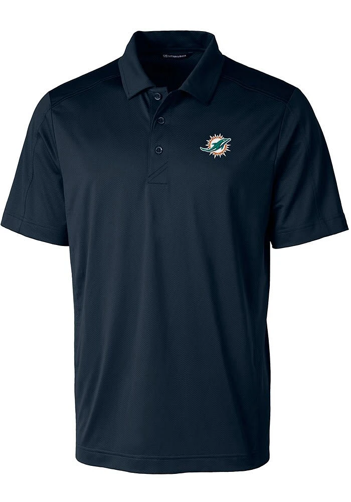 Cutter and Buck Miami Dolphins Mens Navy Blue Prospect Short Sleeve Polo