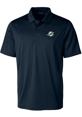 Cutter and Buck Miami Dolphins Mens Navy Blue Prospect Short Sleeve Polo