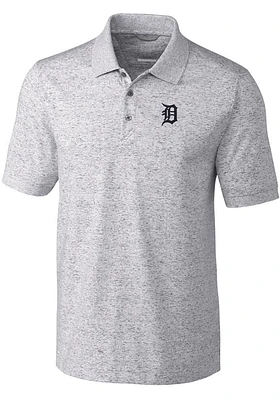 Cutter and Buck Detroit Tigers Mens Grey Advantage Space Short Sleeve Polo