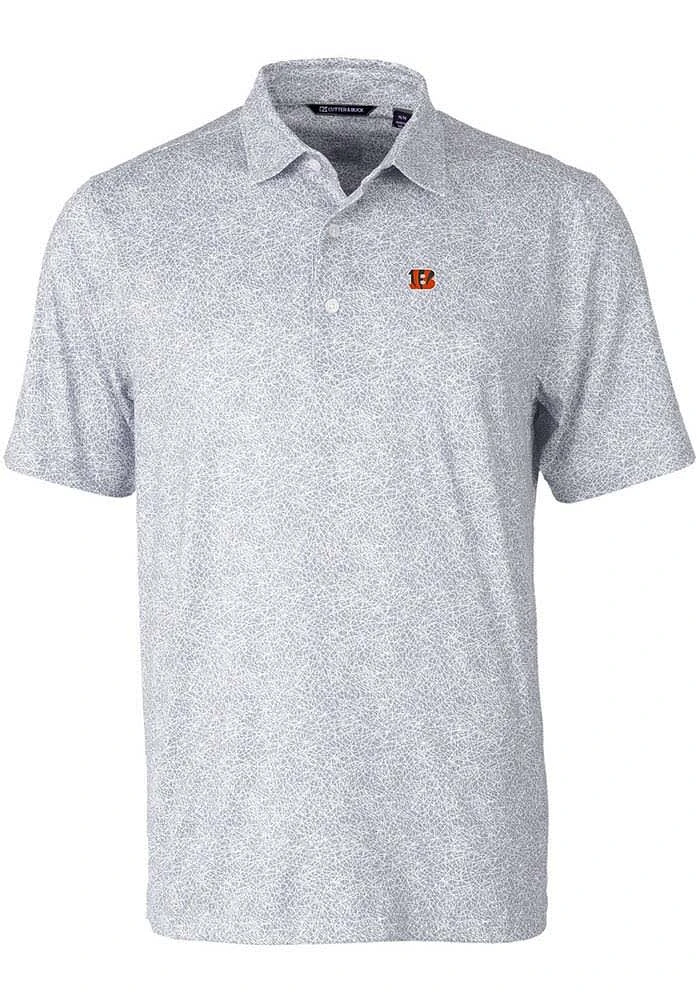 Cutter and Buck Cincinnati Bengals Mens Grey Pike Constellation Short Sleeve Polo