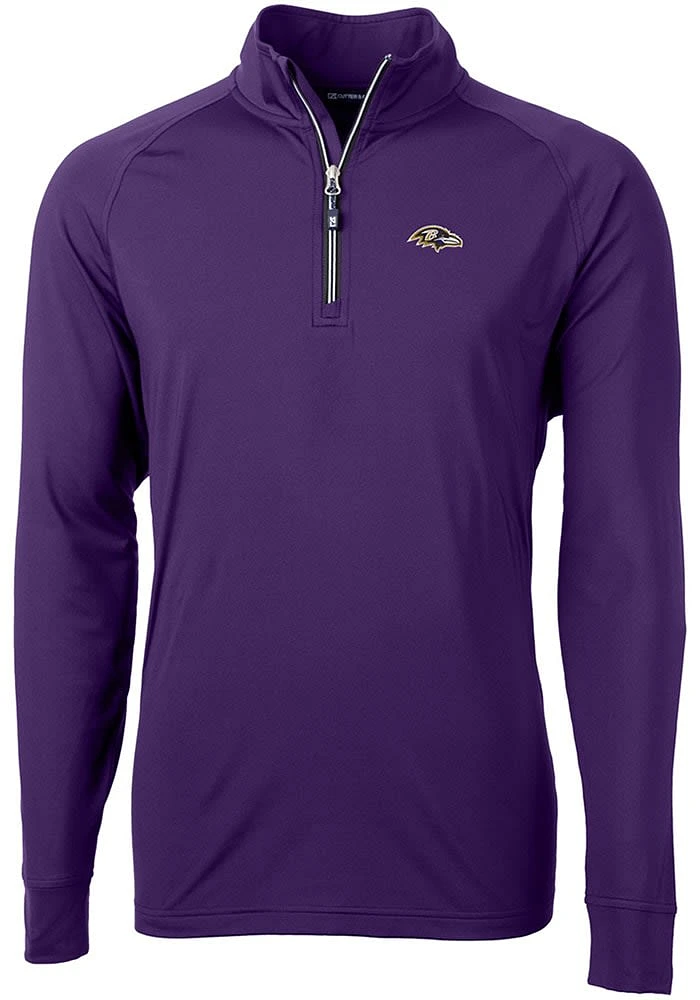 Cutter and Buck Baltimore Ravens Mens Adapt Eco Knit Long Sleeve Qtr Zip Pullover