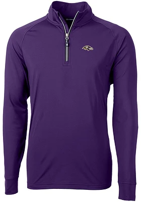 Cutter and Buck Baltimore Ravens Mens Adapt Eco Knit Long Sleeve Qtr Zip Pullover
