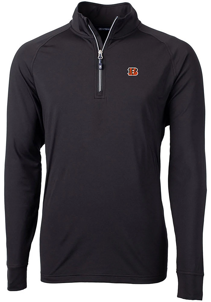 Cutter and Buck Cincinnati Bengals Mens Adapt Eco Knit Long Sleeve Qtr Zip Pullover