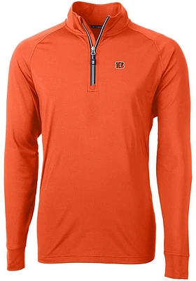 Cutter and Buck Cincinnati Bengals Mens Adapt Eco Knit Long Sleeve Qtr Zip Pullover