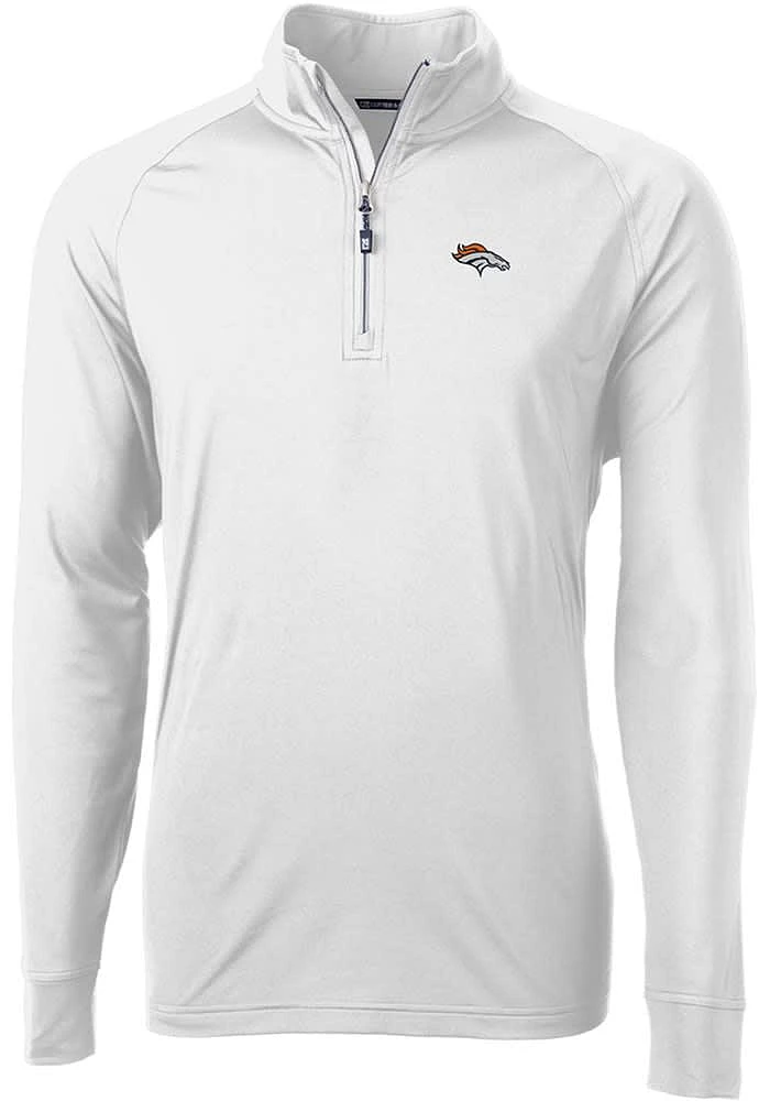 Cutter and Buck Denver Broncos Mens Adapt Eco Knit Long Sleeve Qtr Zip Pullover