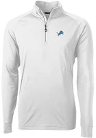Cutter and Buck Detroit Lions Mens White Adapt Eco Knit Long Sleeve Qtr Zip Pullover