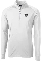 Cutter and Buck Las Vegas Raiders Mens White Adapt Eco Knit Long Sleeve Qtr Zip Pullover