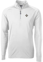 Cutter and Buck New Orleans Saints Mens White Adapt Eco Knit Long Sleeve Qtr Zip Pullover
