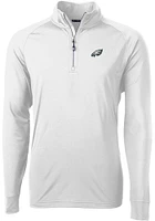 Cutter and Buck Philadelphia Eagles Mens White Adapt Eco Knit Long Sleeve Qtr Zip Pullover