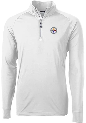 Cutter and Buck Pittsburgh Steelers Mens White Adapt Eco Knit Long Sleeve Qtr Zip Pullover
