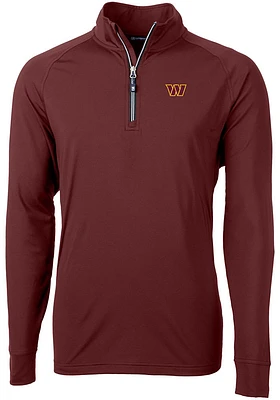Cutter and Buck Washington Commanders Mens Maroon Adapt Eco Knit Long Sleeve Qtr Zip Pullover