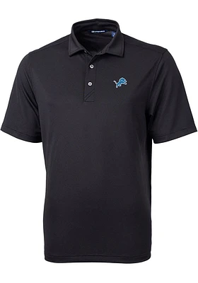 Cutter and Buck Detroit Lions Mens Black Virtue Eco Pique Design Short Sleeve Polo