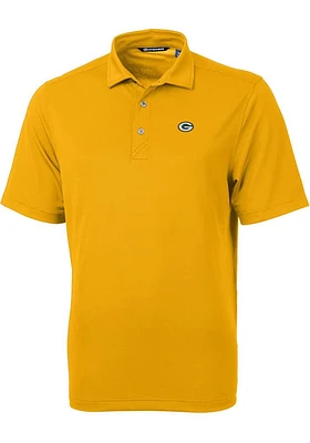 Cutter and Buck Green Bay Packers Mens Gold Virtue Eco Pique Short Sleeve Polo