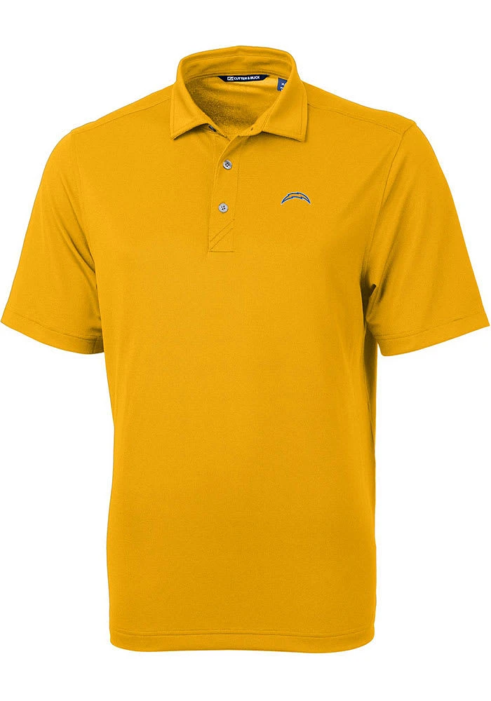 Cutter and Buck Los Angeles Chargers Mens Gold Virtue Eco Pique Short Sleeve Polo
