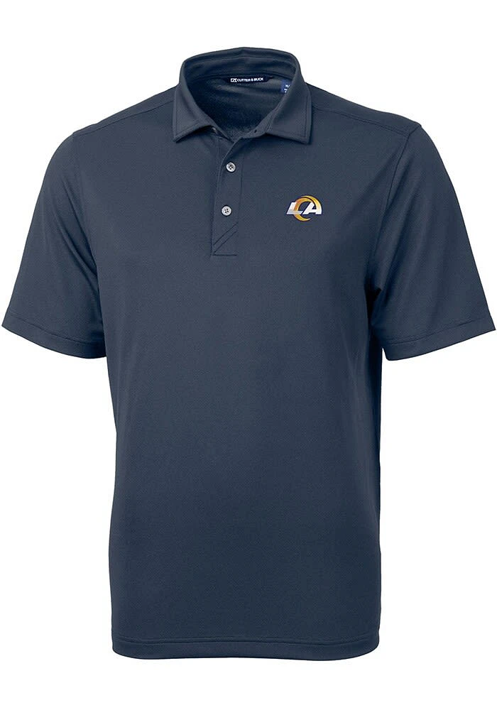 Cutter and Buck Los Angeles Rams Mens Navy Blue Virtue Eco Pique Short Sleeve Polo