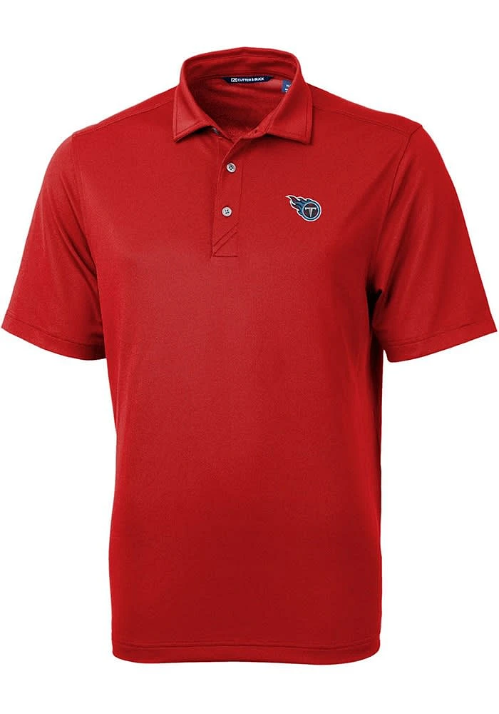 Cutter and Buck Tennessee Titans Mens Red Virtue Eco Pique Short Sleeve Polo