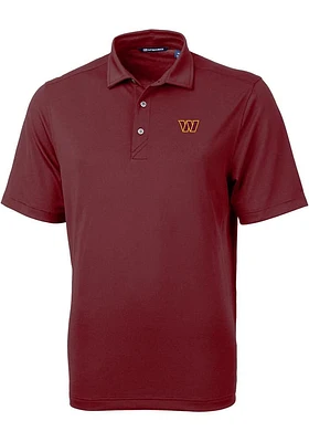 Cutter and Buck Washington Commanders Mens Maroon Virtue Eco Pique Short Sleeve Polo