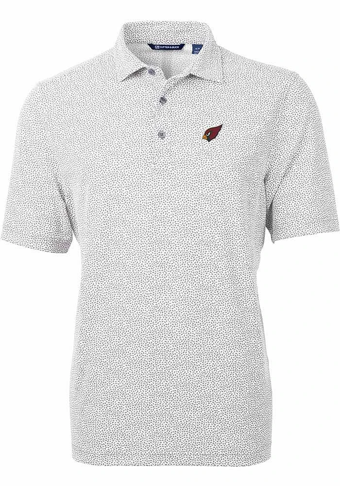 Cutter and Buck Arizona Cardinals Mens Grey Virtue Eco Pique Botanical Short Sleeve Polo
