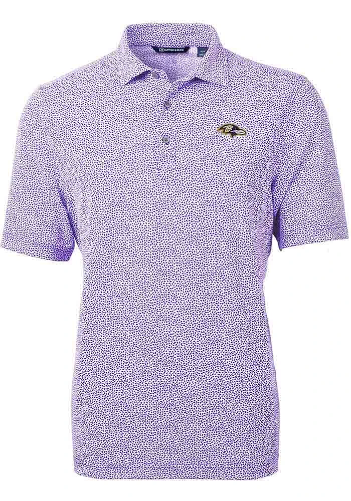 Cutter and Buck Baltimore Ravens Mens Virtue Eco Pique Botanical Short Sleeve Polo