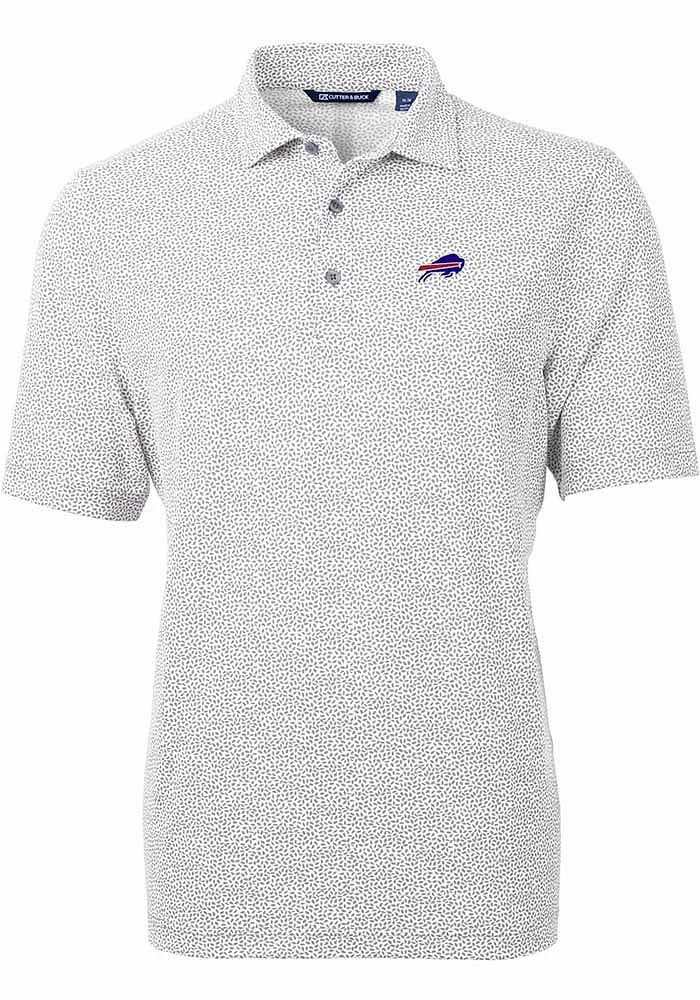 Cutter and Buck Buffalo Bills Mens Grey Virtue Eco Pique Botanical Short Sleeve Polo
