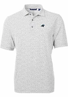 Cutter and Buck Carolina Panthers Mens Grey Virtue Eco Pique Botanical Short Sleeve Polo
