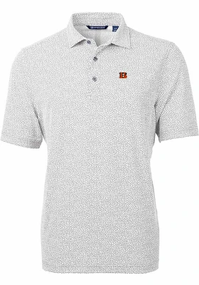 Cutter and Buck Cincinnati Bengals Mens Grey Virtue Eco Pique Botanical Short Sleeve Polo